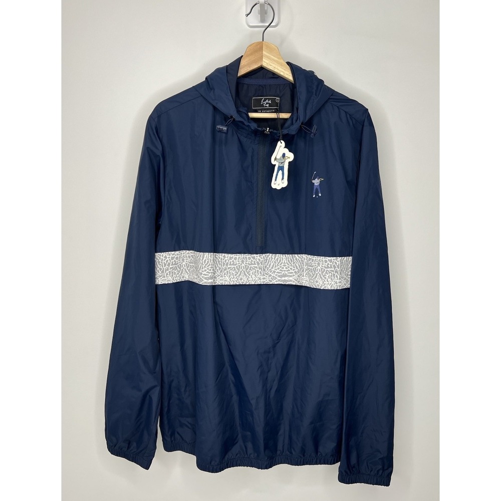 RARE Eastside Golf Windbreaker Jacket Mens Large Blue Quarter Zip Hooded NWT!